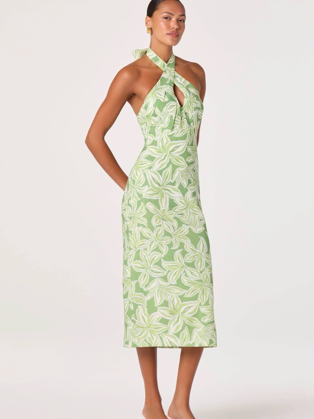 ASTR Anita Halter Keyhole Midi Dress